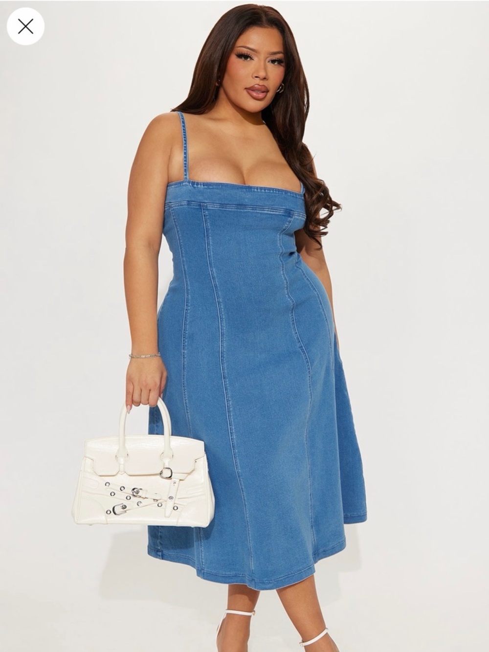 Fashion Nova Blue Denim Midi Dress